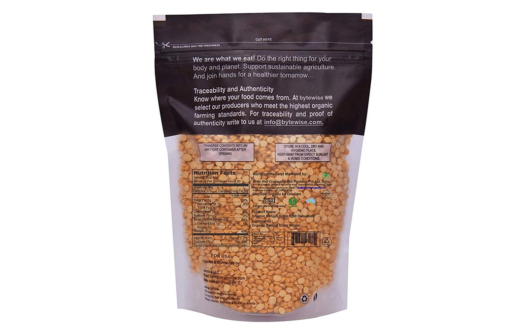Bytewise Organic Chana Dal (Bengal Gram Split Dehusked)   Pack  1 kilogram